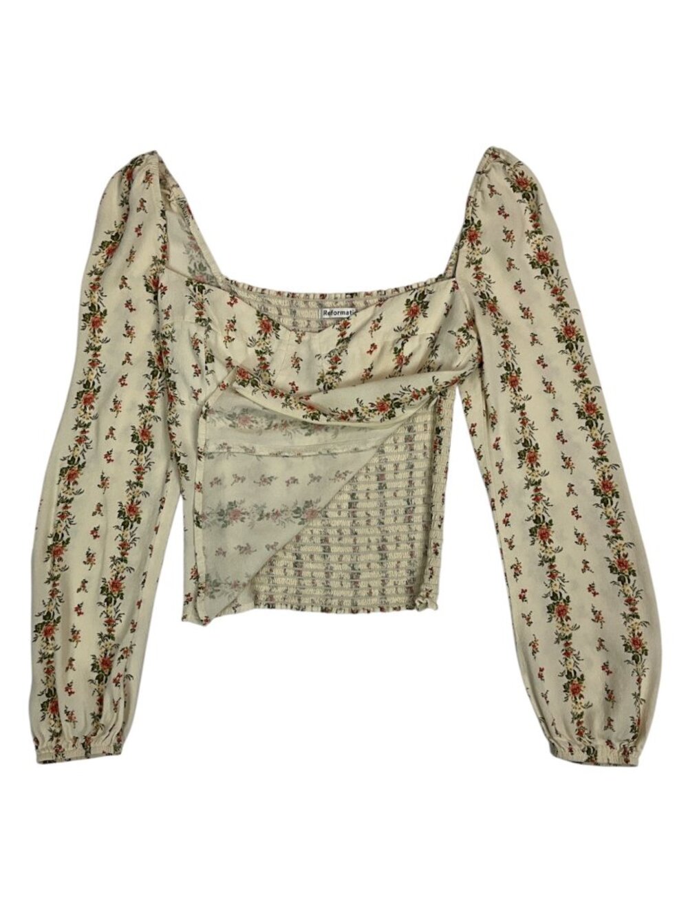 Reformation Floral Reign Top Blouse 6 Cream Romantic DEFECT - Picture 14 of 16